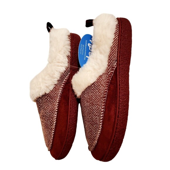 Floopi Maroon & Cream Ladies Slippers NWT Size 7/8 0051 - Picture 3 of 5